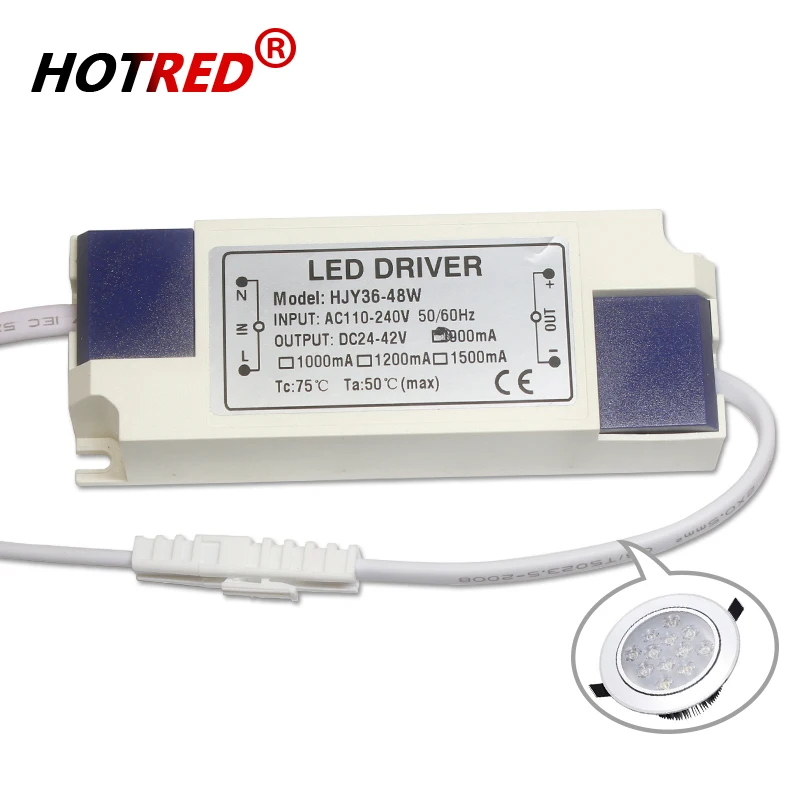 LED 드라이버 전원 공급 장치, 광 변압기 출력 DC24-42V, 외부 드라이버 DC 커넥터, 36W, 40W, 45W, 48W, 50W, 900mA, 1200mA, 1500mA