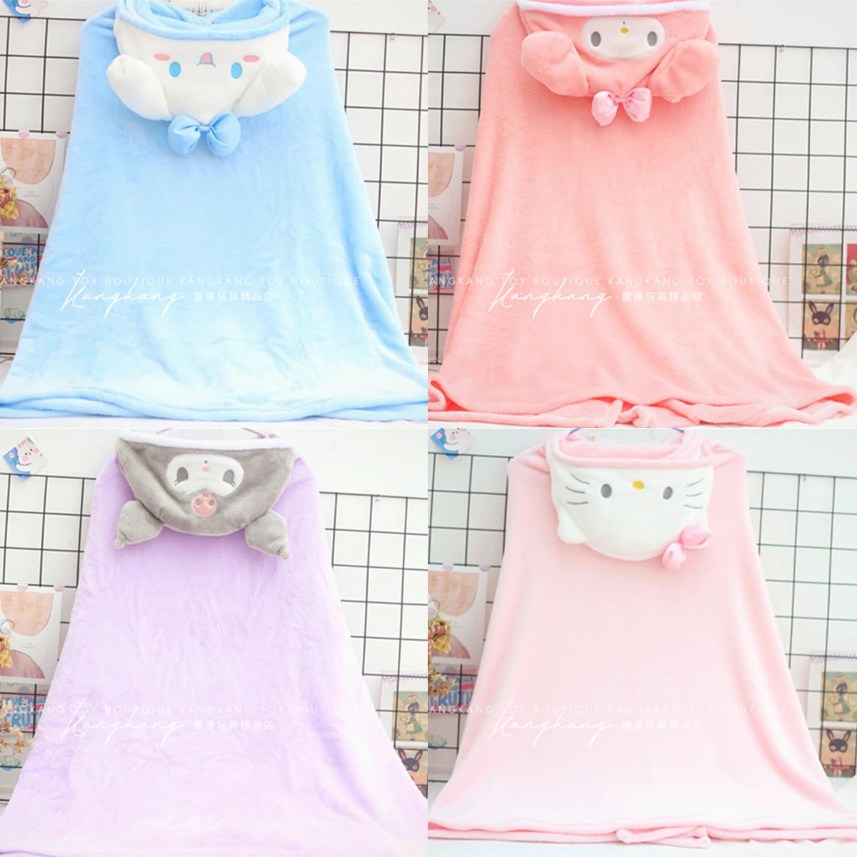 Sanrio Lolita Hooded Cloak Kuromi My Melody Blanket Lovely Cinnamoroll Girly Warm Japanese Style Plush Blanket Nap Gift For Girl