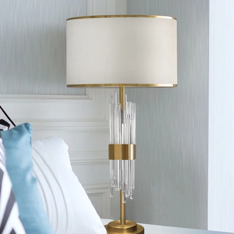 

Customized Designer wholesale home bedside decoration luxury crystal metal gold-plated bedroom lamp