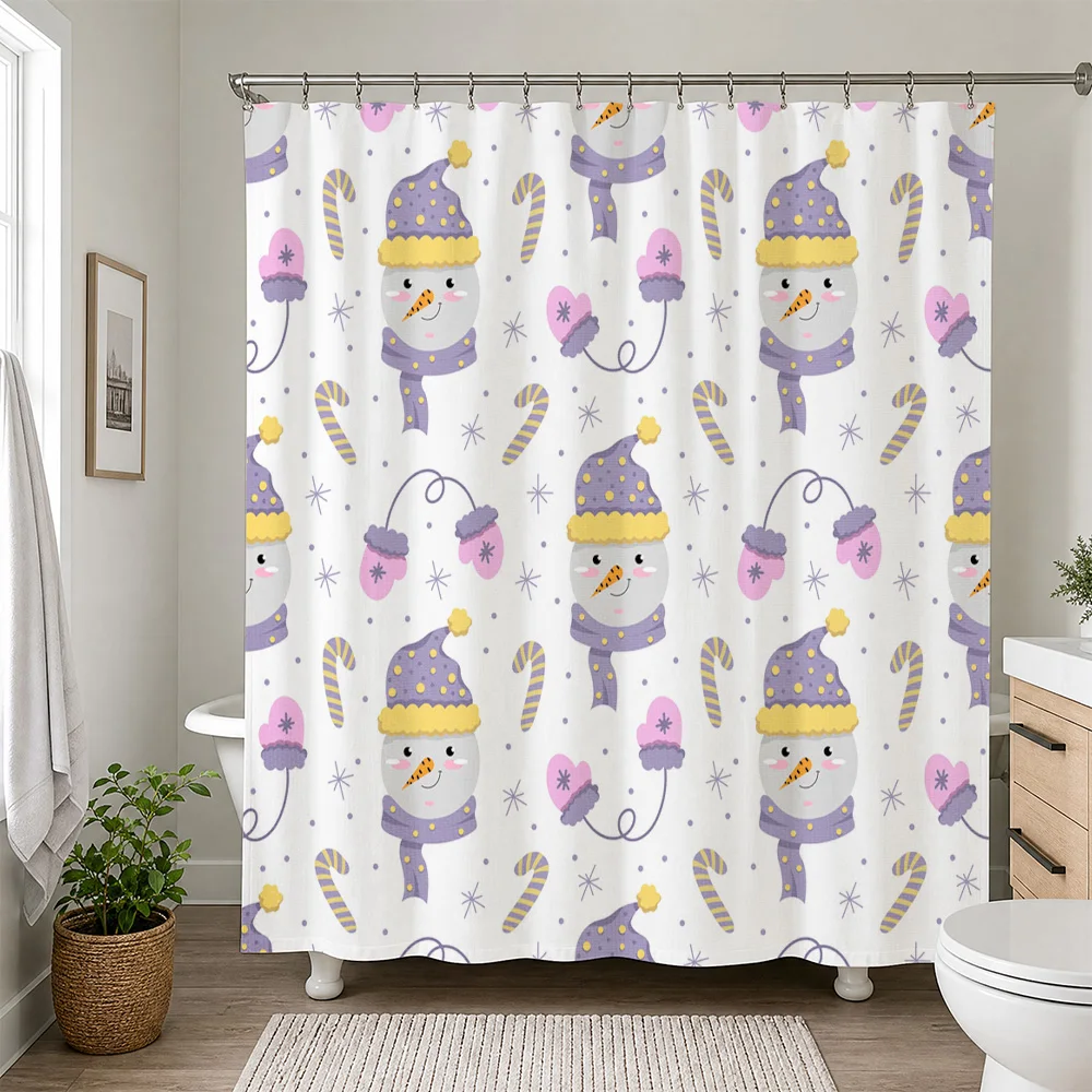 Whimsical Candy Shower Curtain Waterproof Bath Liner Cute Lollipop Dessert Pattern Bathroom Decor Nursery Kids Shower Curtain