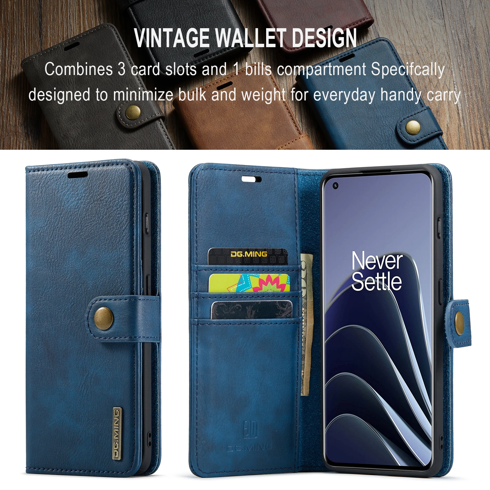 

Detachable Cow Genuine Leather Wallet Case Book With Kickstand For OnePlus 13 12 11 10 Pro Magnetic Card Holder Flip Cover