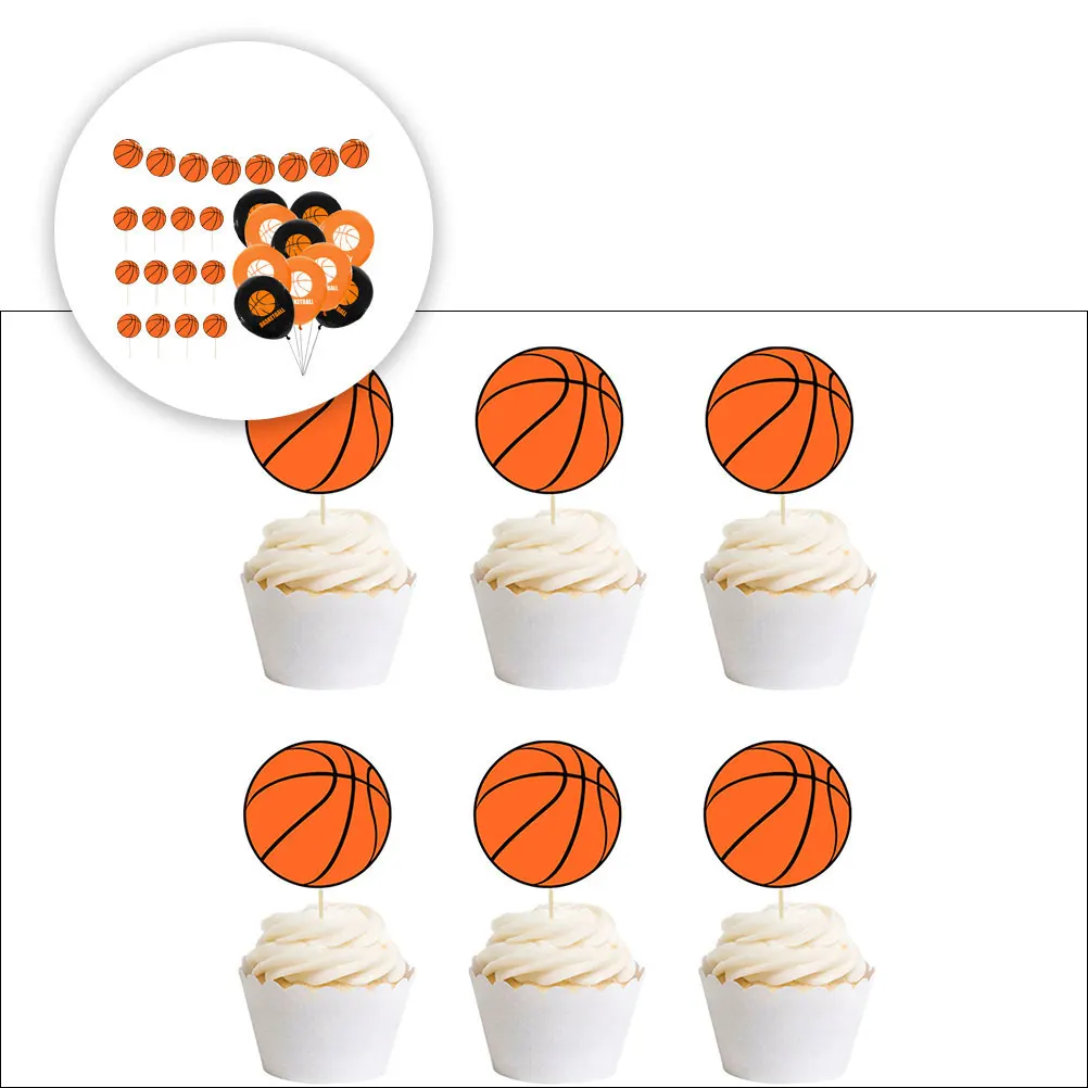 

33pcs Latex Balloons Basketball Party Decoration Bright Birthday Banquet Theme Accessories Emulsion Helium