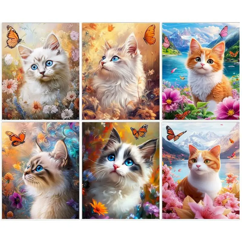 

GATYZTORY Paint By Number Kit Drawing Wall Art HandPainted Cat Butterfly Pictures By Number For Adults DIY Gift Home Decoration
