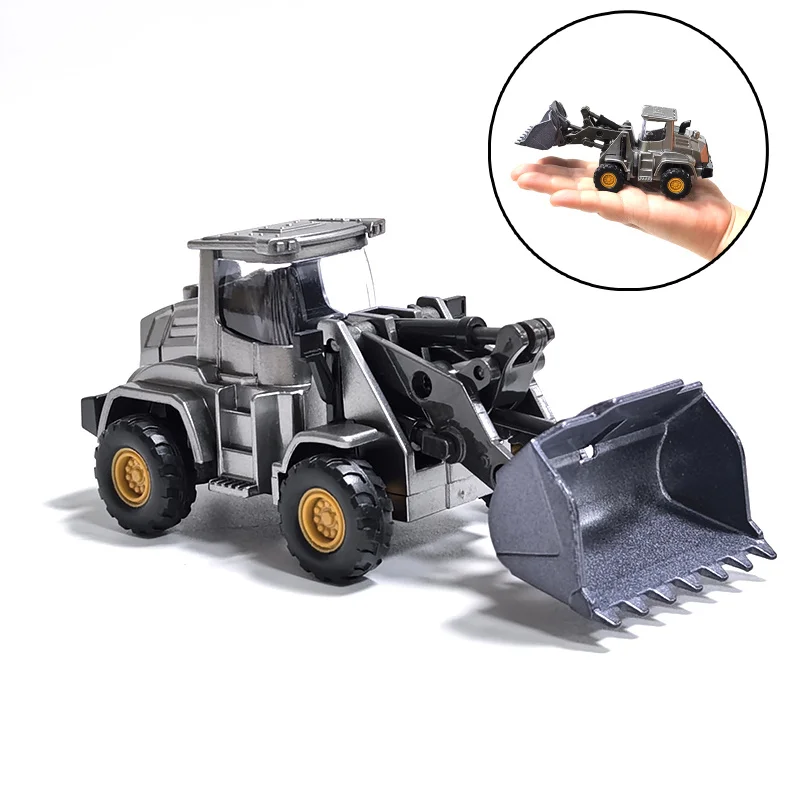 1:70 5 Styles Mini pelle perceuse Bulldozer jouets alliage ingénierie moulé sous pression véhicule de Construction gris pour enfants garçons cadeau