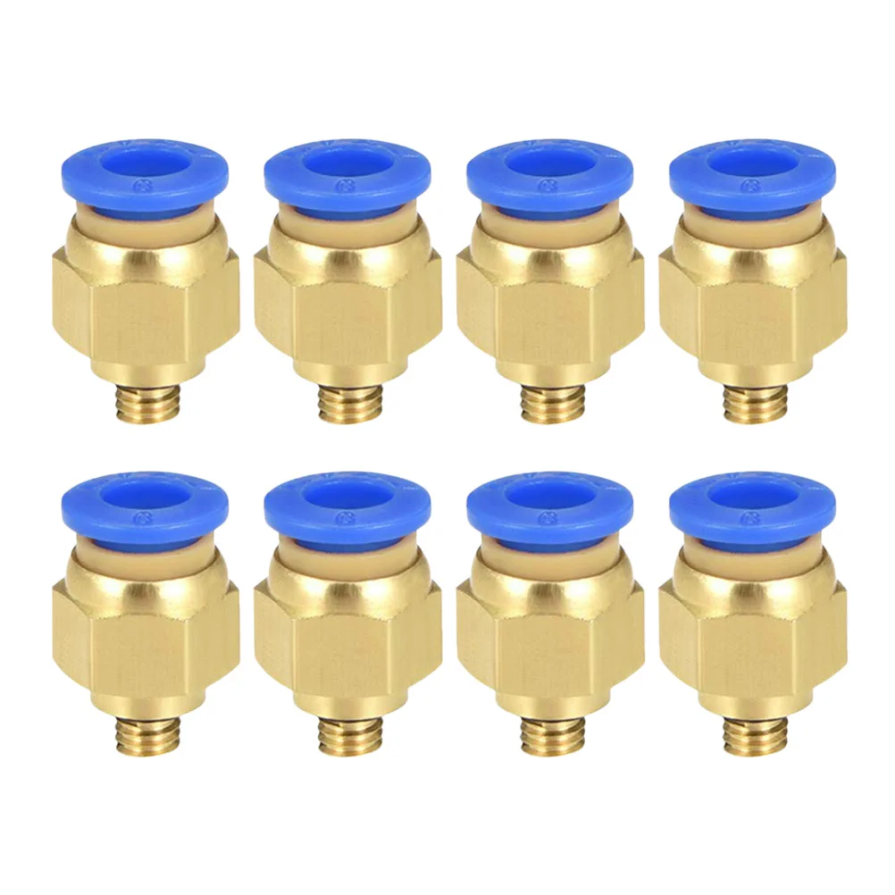 8Pcs 3D Printer Pneumatic Fittings Brass Connectors Oxidation Resistant Long Service Life Thread Adapters High Precision
