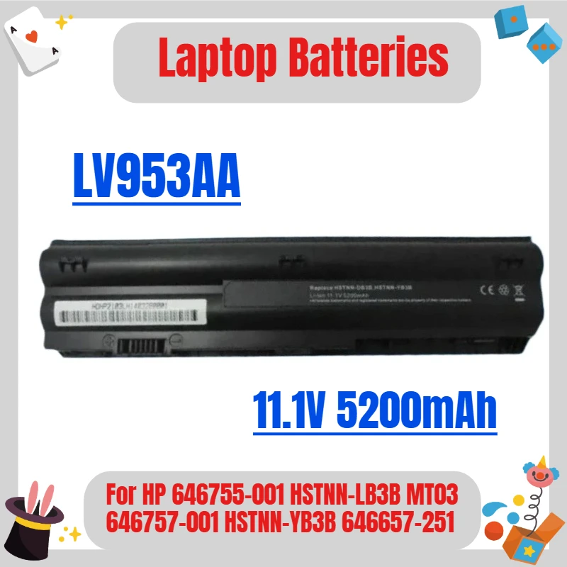 

For HP 646755-001 HSTNN-LB3B MT03 646757-001 HSTNN-YB3B 646657-251 HSTNN-DB3B LV953AA HSTNN-YB3A Laptop Batteries