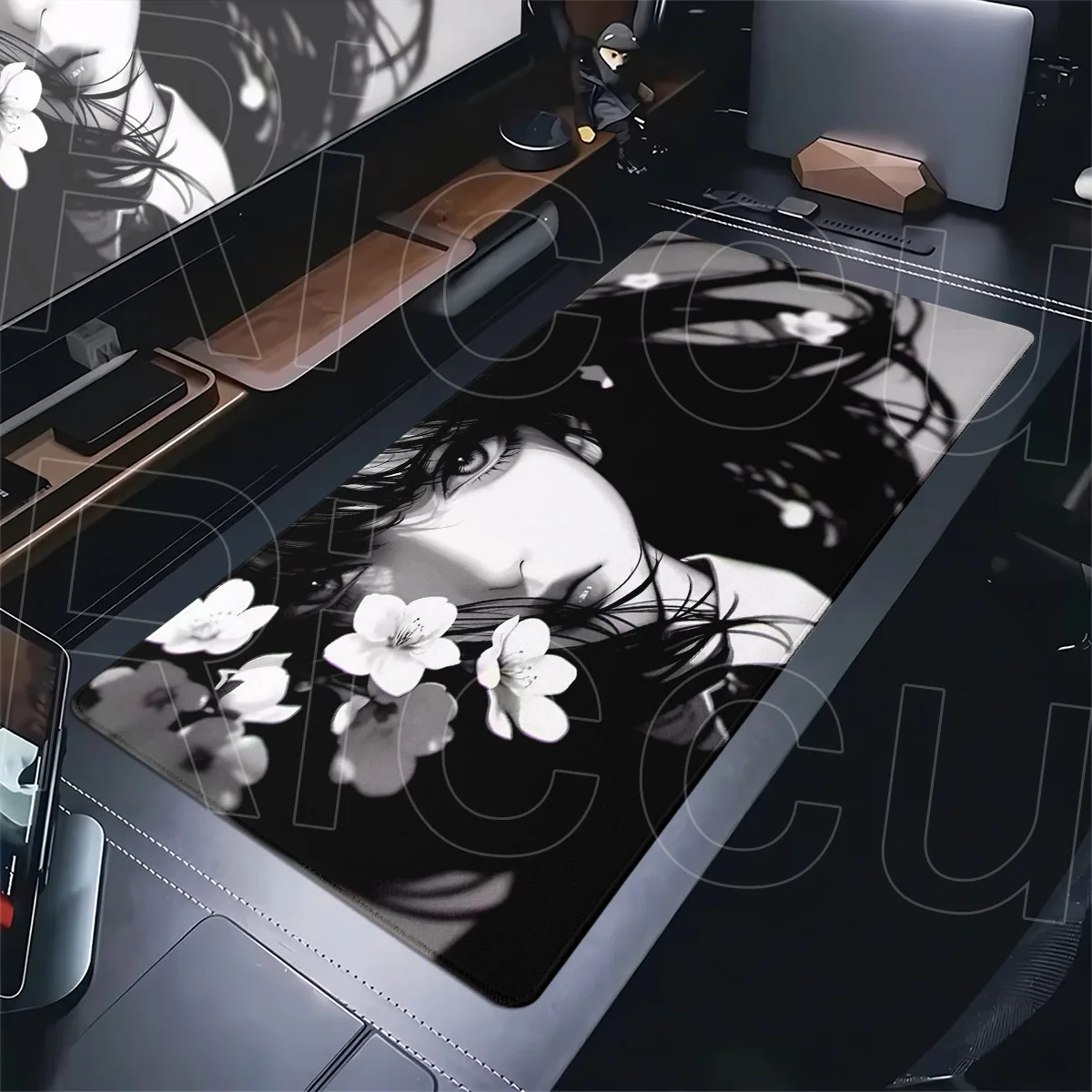 Black&White Anime Girl Eye Expression Mousepad PC E-Sport Gaming Speed keyboard Mouse Mat XXL Japan Sakura Rubber Long Table Pad