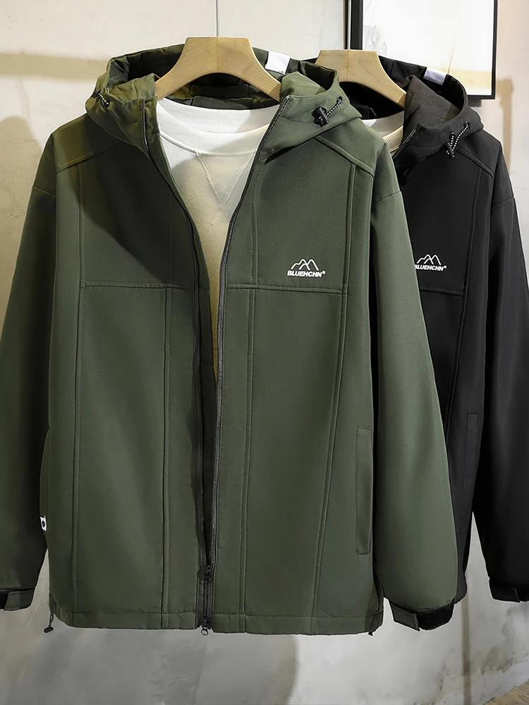 

Водонепроницаемая мужская куртка для активного отдыха в горах, весенне-осенняя повседневная рабочая одежда, свободный крой, ретро-стиль, с капюшоном, ветрозащитная, на молнии
