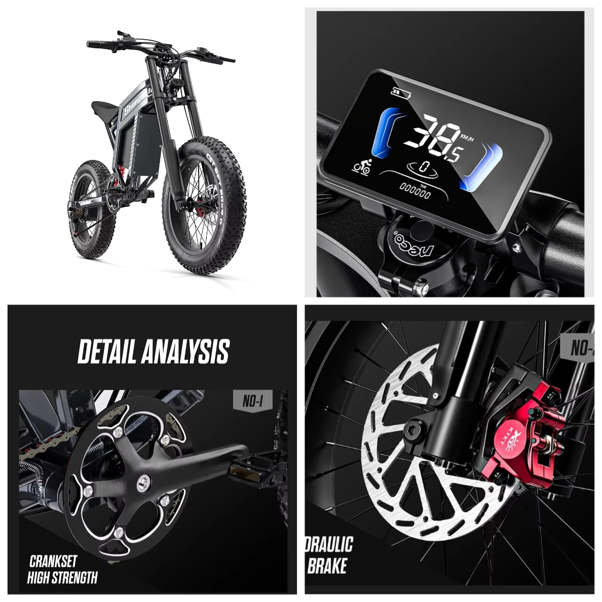 1500W Electric Fat Tire Bike 60V 30Ah Lithium Battery US EU Stock 70km Adult E-Motorcycle