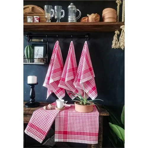 Izgi Concept Retro 6lı Natural Drying and Kitchen Napkins Natural 50 X70 Pöti Square Red