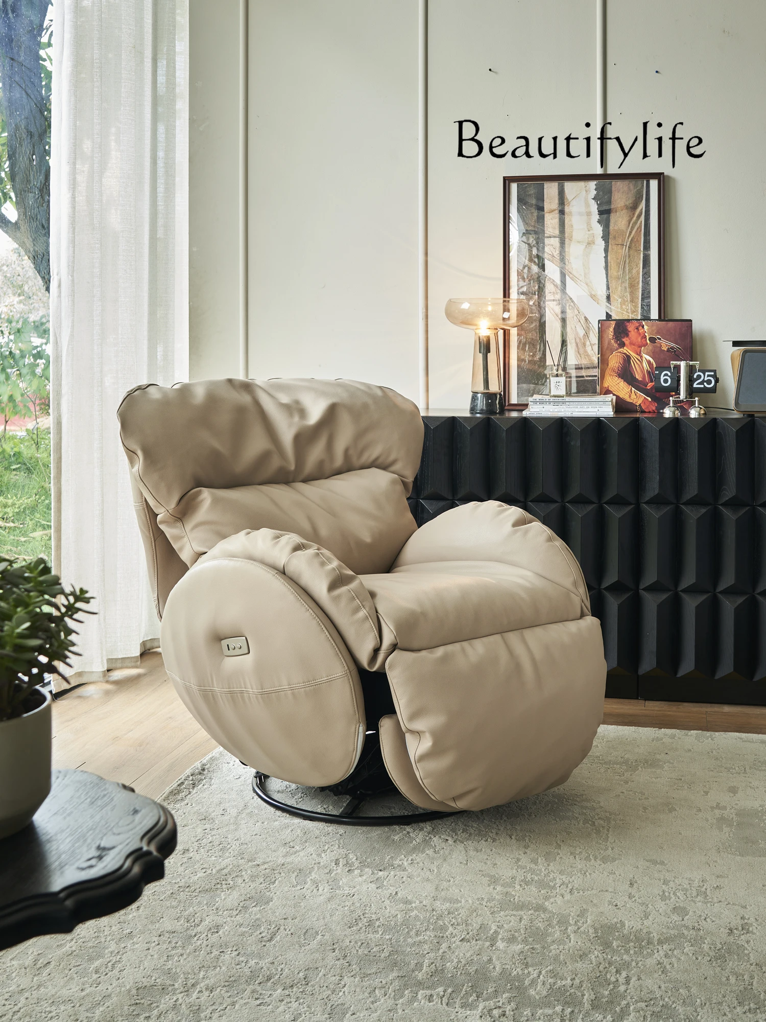 Single sofa Electric multi-functional living room Rotating sofa chair Balcony rocking chair Bedroom leather