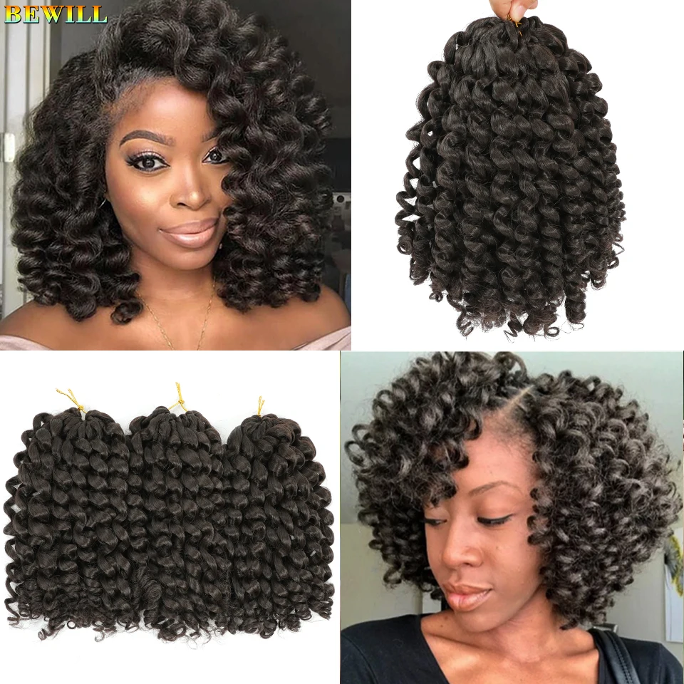 Jamaican Bounce Crochet Hair Ombre 613 350 30 27 Bug Red Grey Colors1-4 Packs Deal 8 inch Synthetic Jumpy Wand Curl Crochet Hair