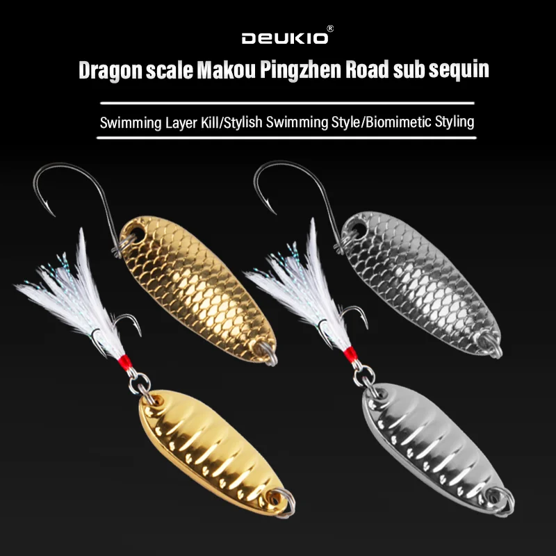 DEUKIO Harten Köder Löffel Jigging Angeln Lockt Metall Jig Casting Klinge Spinner Flache Vibration Metall Pailletten Köder Für Forelle Bass