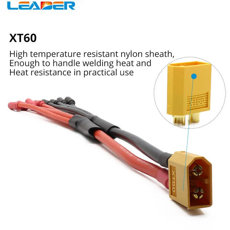 

LEADER 5pcs/lot Excellent XT60 Female Connector 1 To 4 OR 6* 3.5mm Banana Female Parallel Charger Cable Extension Y Splitter