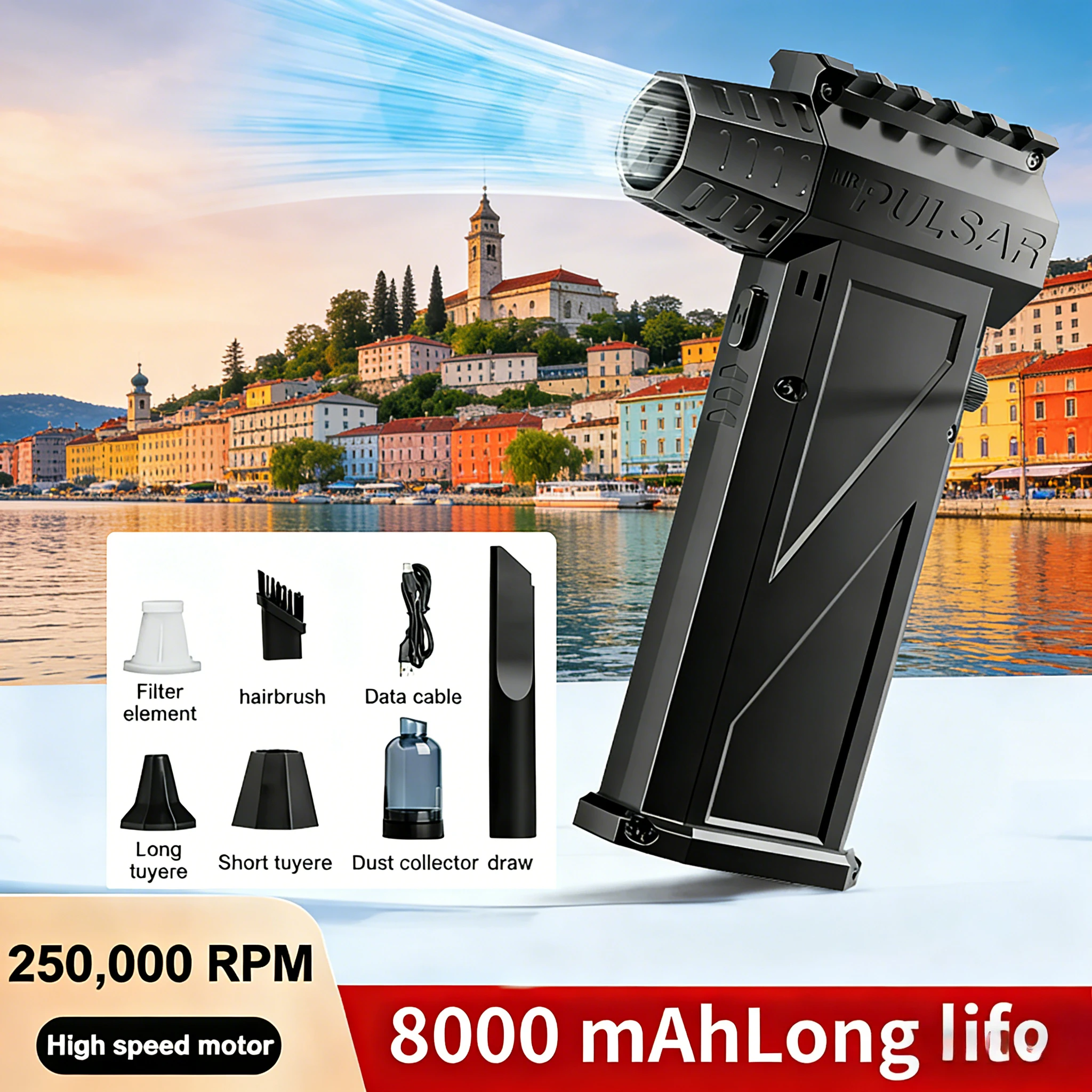 

New X3Pro Turbo Jet Blower - 250000RPM 52m/s Brushless Motor, 8000mAh Rechargeable