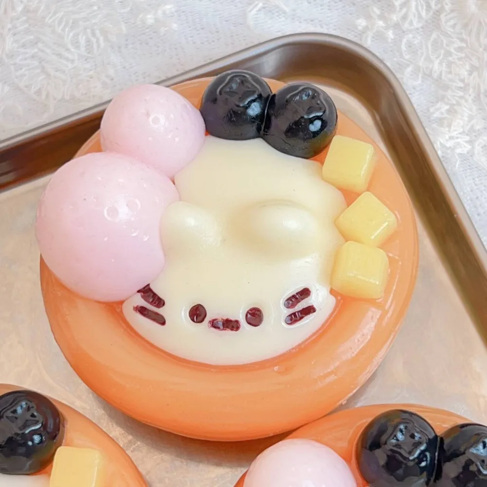 Taba Squishy Cute Kitten Egg Tart  Squeeze Toy - Soft Stress Relief Fidget Sensory Toys for Anxiety, Fun Gifts for Kids Adults