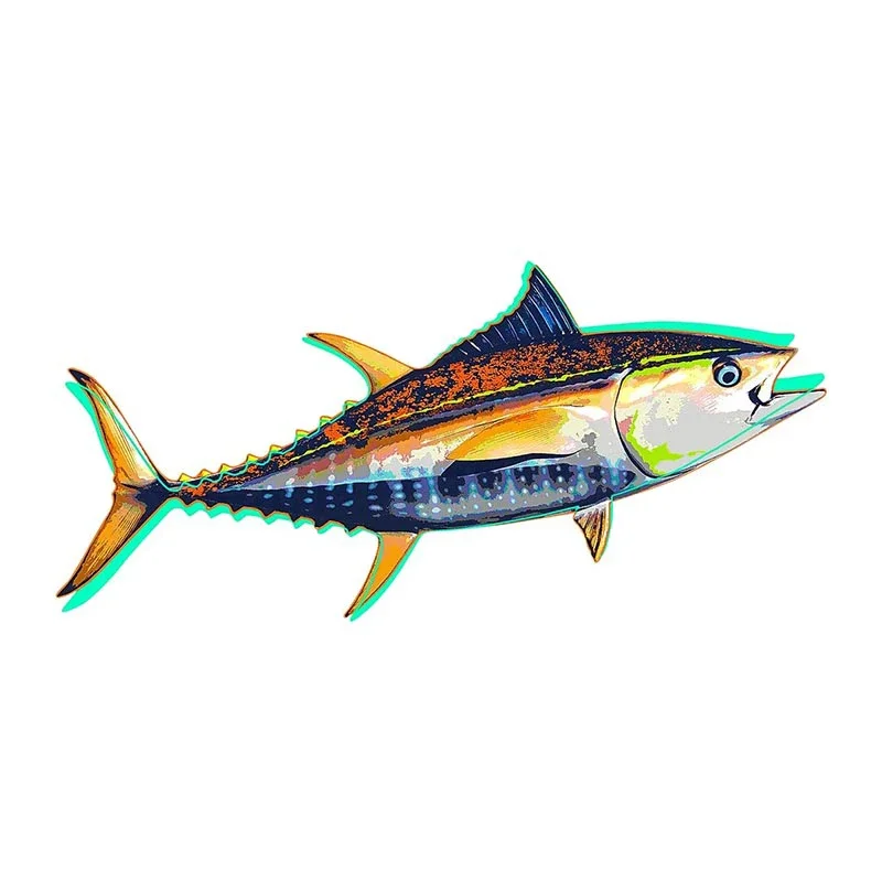 30cmx13.5cm Funky Tuna Fish Car Sticker Outdoor Fishing Boat Kayak Toolbox Decal Sea Animal Fish Waterproof Stickers