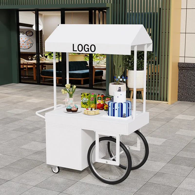 Stall trolley Outdoor wrought iron sales cart Movable display stand Market dining car
