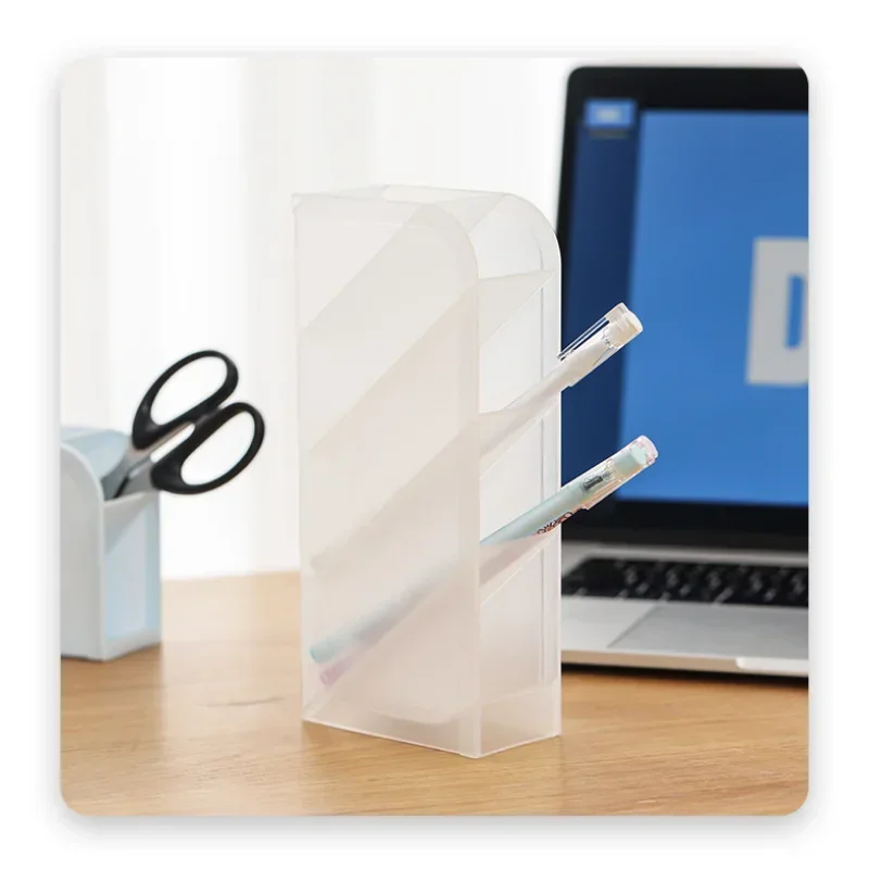 Desk Pen Holder Pencil Makeup Organizer Desktop Organizer for Cosmetics Plastic Storage Box School Office Kawaii Stationery