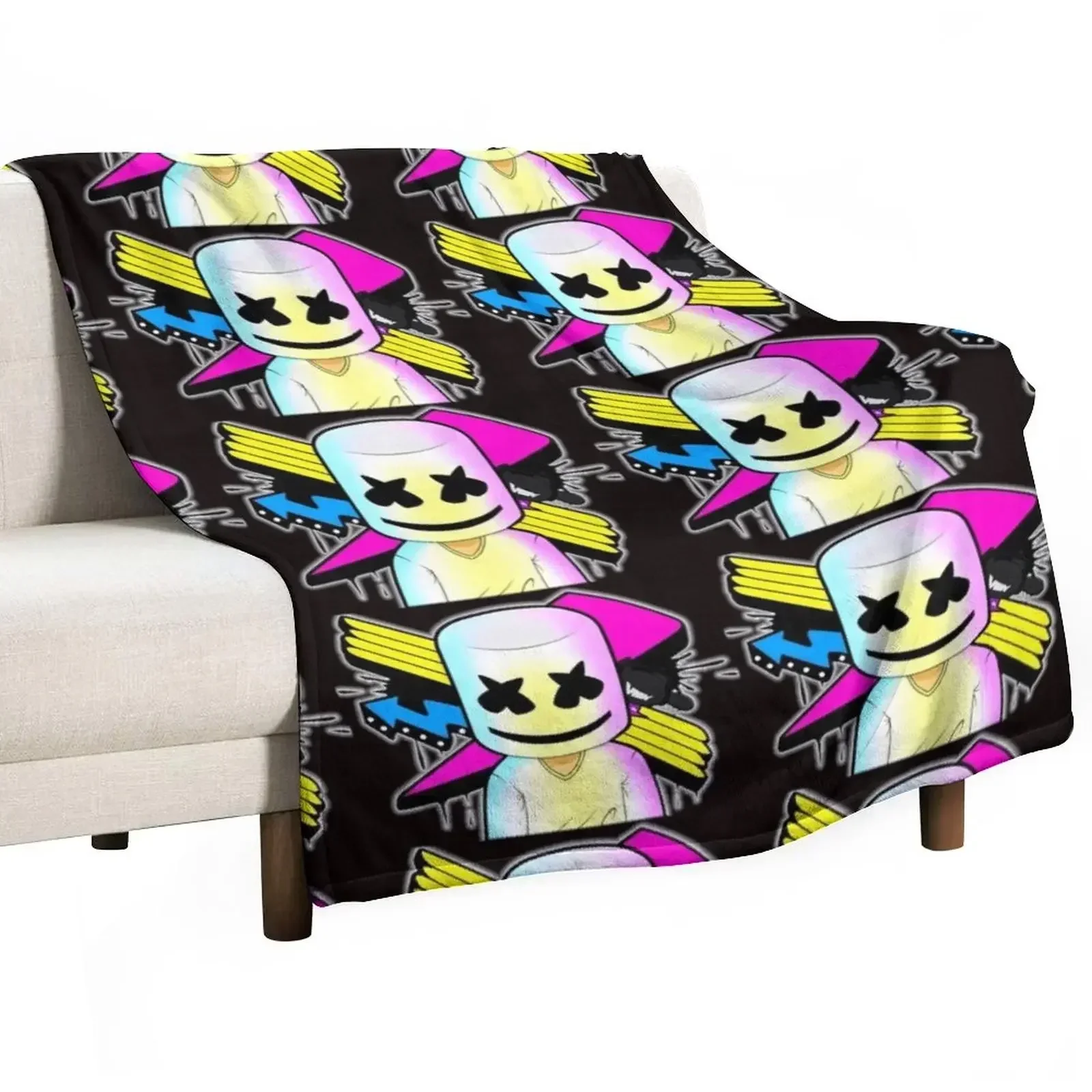 DJ Marshmallow Design. Throw Blanket Picnic Loose For Decorative Sofa Travel Blankets