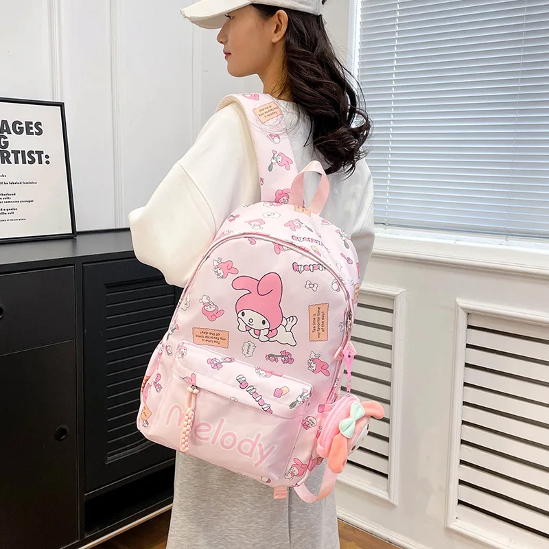 New Miniso Cinnamoroll Sanrio Kawaii Printed Graffiti Schoolbag Water-Repellent Anime Female Students Joker Korean Girl Backpack