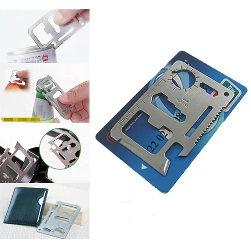 

11-in-1 EDC Multi Tool Card Portable Pocket Survival Tool with Bottle Opener Screwdriver Spanner Ruler for Outdoor Camping ﻿