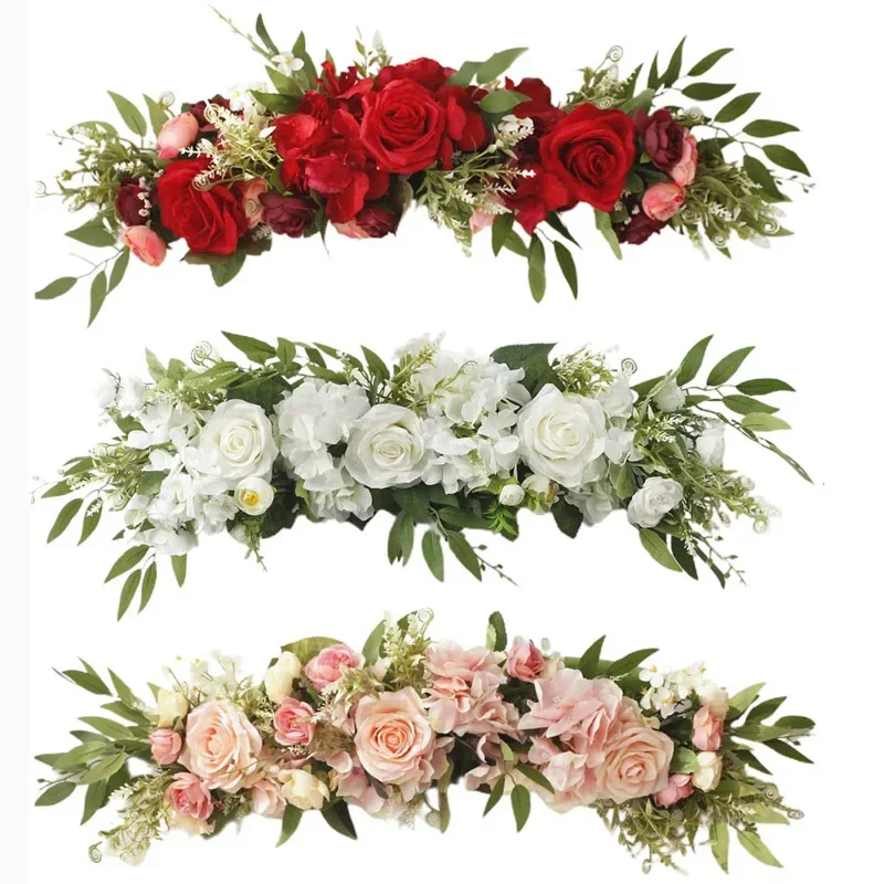 

65cm Wedding Arch Flowers White Rose Decorative Floral Swag for Lintel Artificia Centerpieces for Door Window Home Decoration
