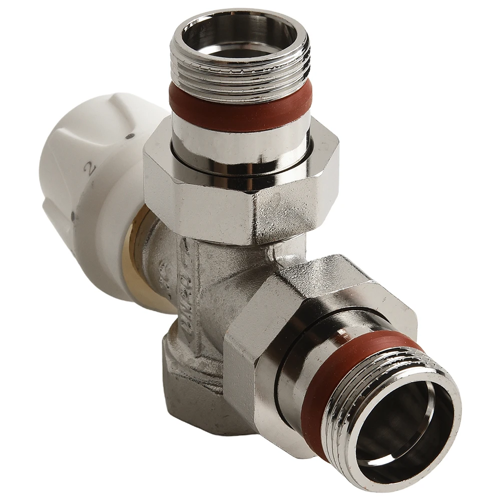 

Home Heating Silver White Thermostatic Valve Radiator Thermostat Solid Brass Construction Thickened Valve Body