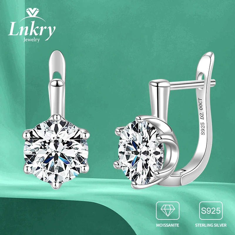 

Lnkry Certified 2.0CT Moissanite Huggie Earrings for Women Oorbellen Zilver 925 Sterling Silver U-shape Earring Piercing Jewelry