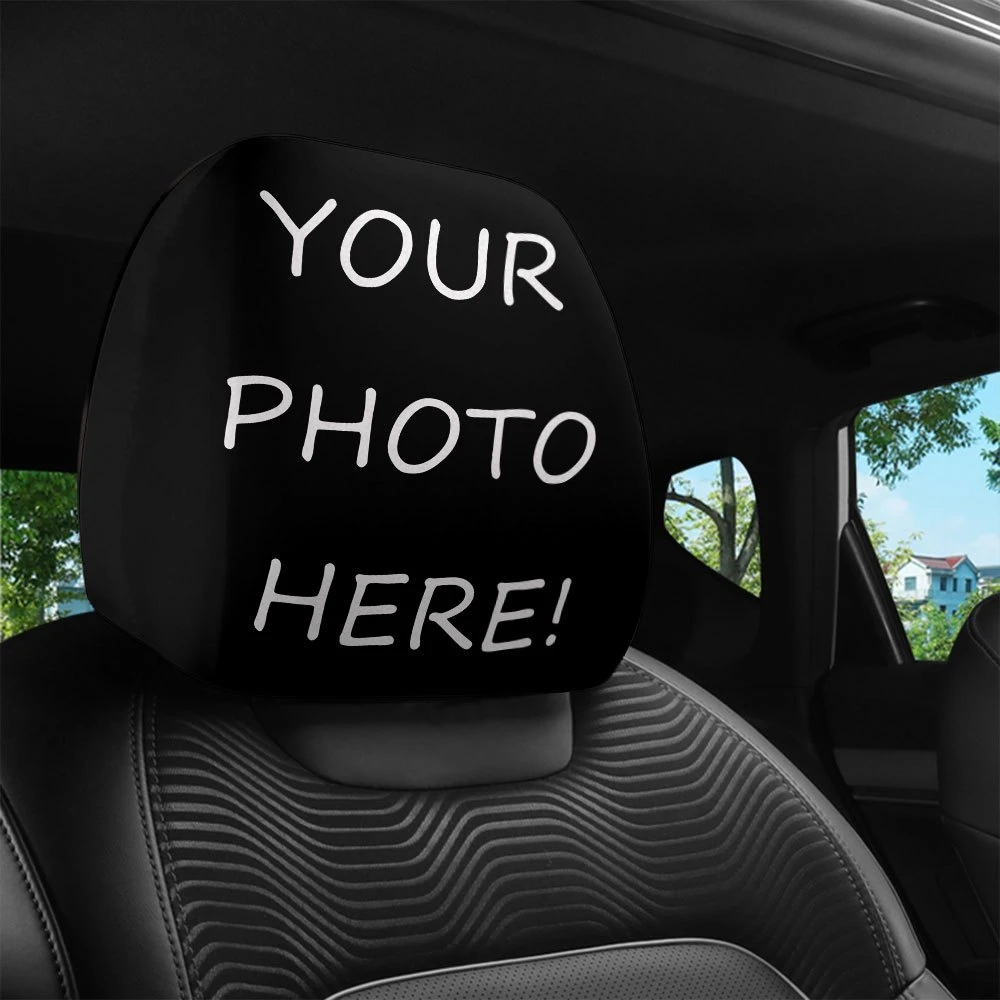 2 Stück Maßgefertigte Auto-Kopfstützenbezüge, Schützen und Dekorieren die Vordersitz-Kopfstützen, Passgenau, Elastisch, mit Foto/Text/Logo, Universalgröße – Detail 3