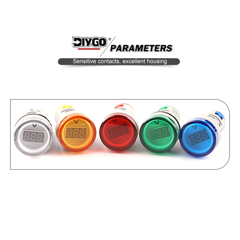 DIY GO-Mini Voltmètre Numérique Rond de 22mm, Testeur de Tension DC 5V-60V, Moniteur, Indicateur LED, Petit Affichage