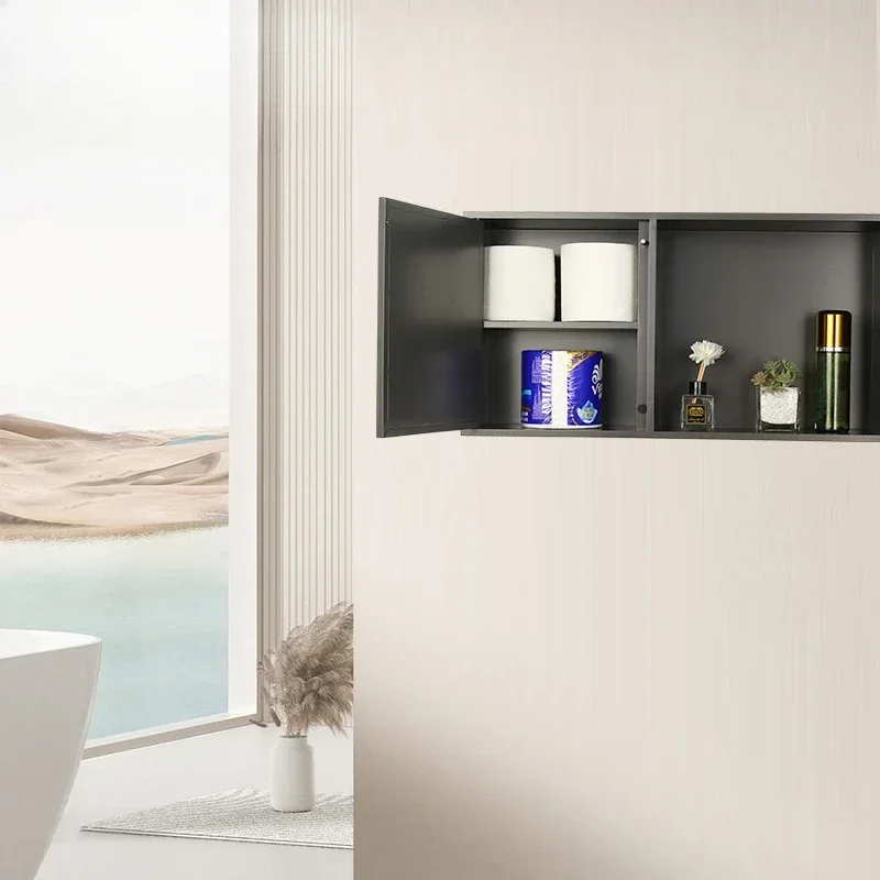 Bathroom Niche Embedded Stainless Steel 304 baffle Custom Metal TV Finished Shelf Niche Cabinet