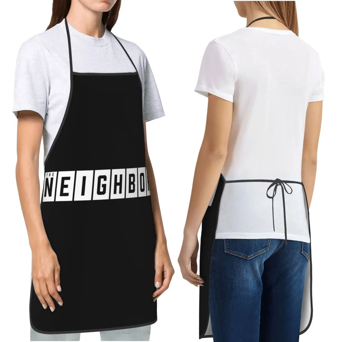 الجيران الفرقة الأبيض صندوق البريد نمط نوع شعار مآزر الشيف الطبخ الخبز Tablier مريلة تنظيف المطبخ بينافور للنساء الرجال