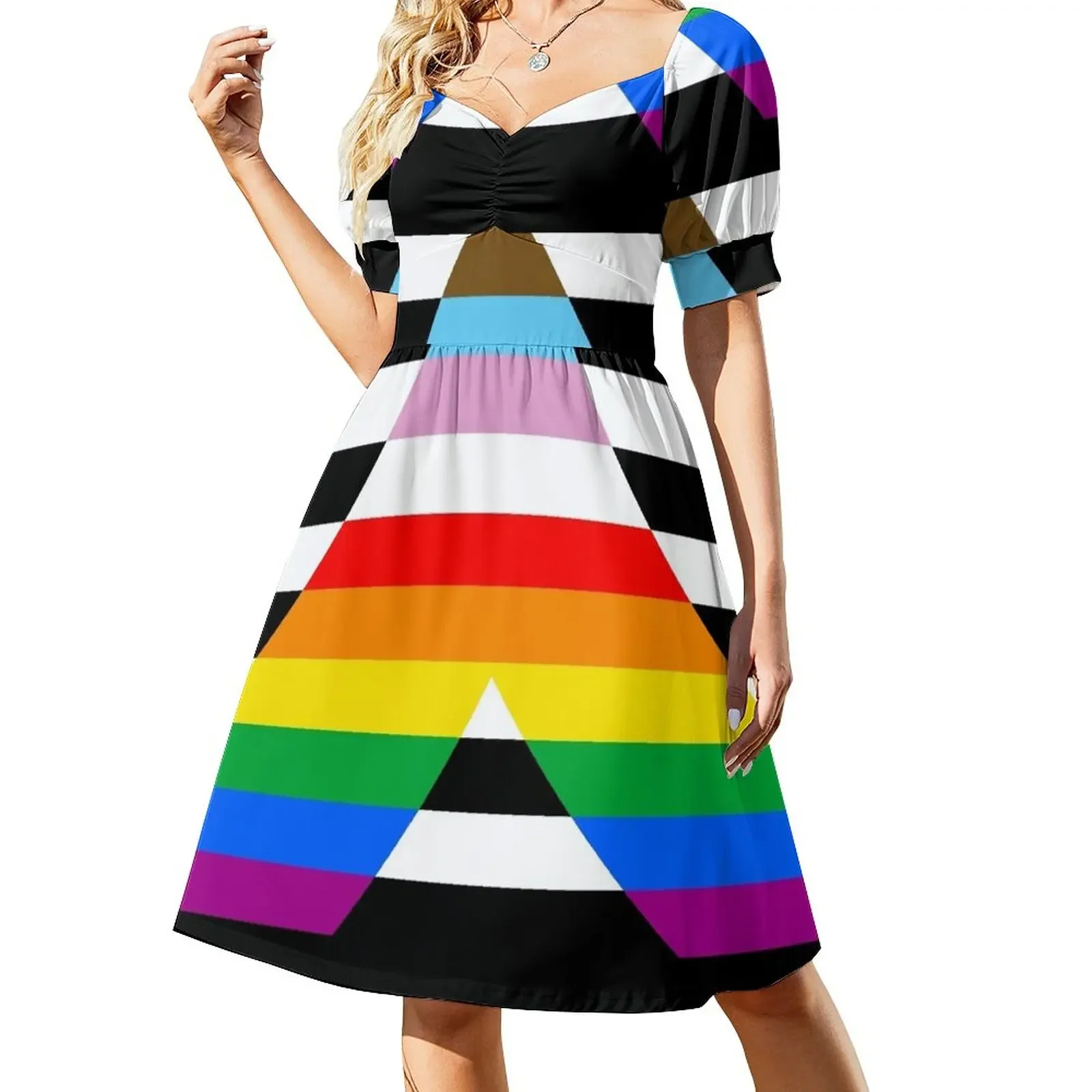 

LGBTQ+ Ally Progress Pride Flag Short-Sleeved Dress ladies dresses for women 2025 long dresses for women dresses for woman