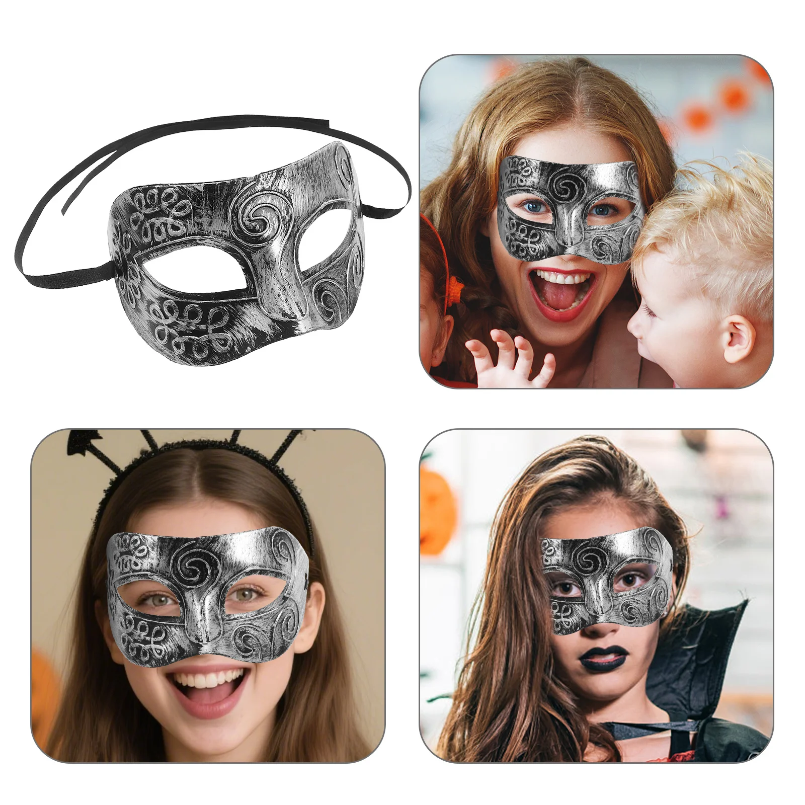 

Silver Roman Style Masquerade Face Mask for Men Museya Cool Adult Warrior Mask for Masked Ball Costume Party Halloween Event