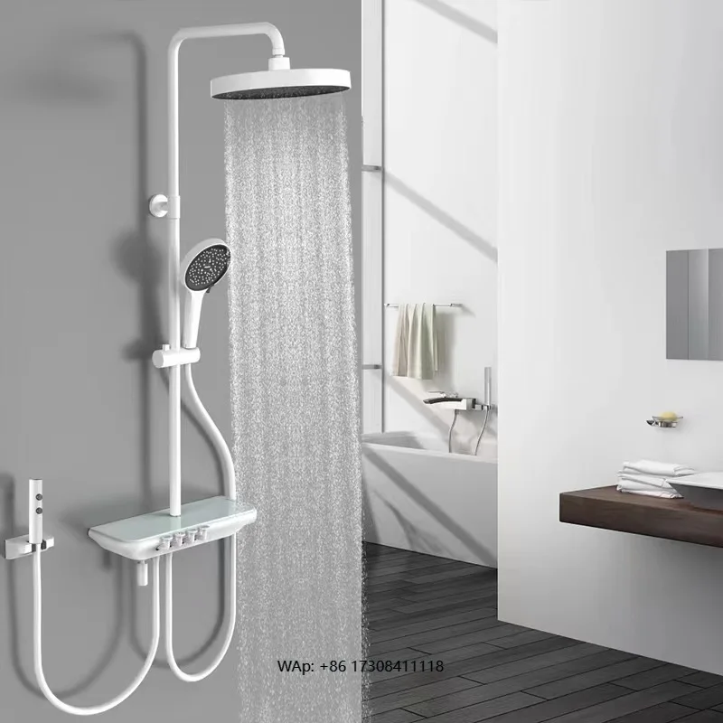 Brass Music Key Glowing Starry Sky Shower Head Set with Digital Display and Four Functions for Home Use Brass