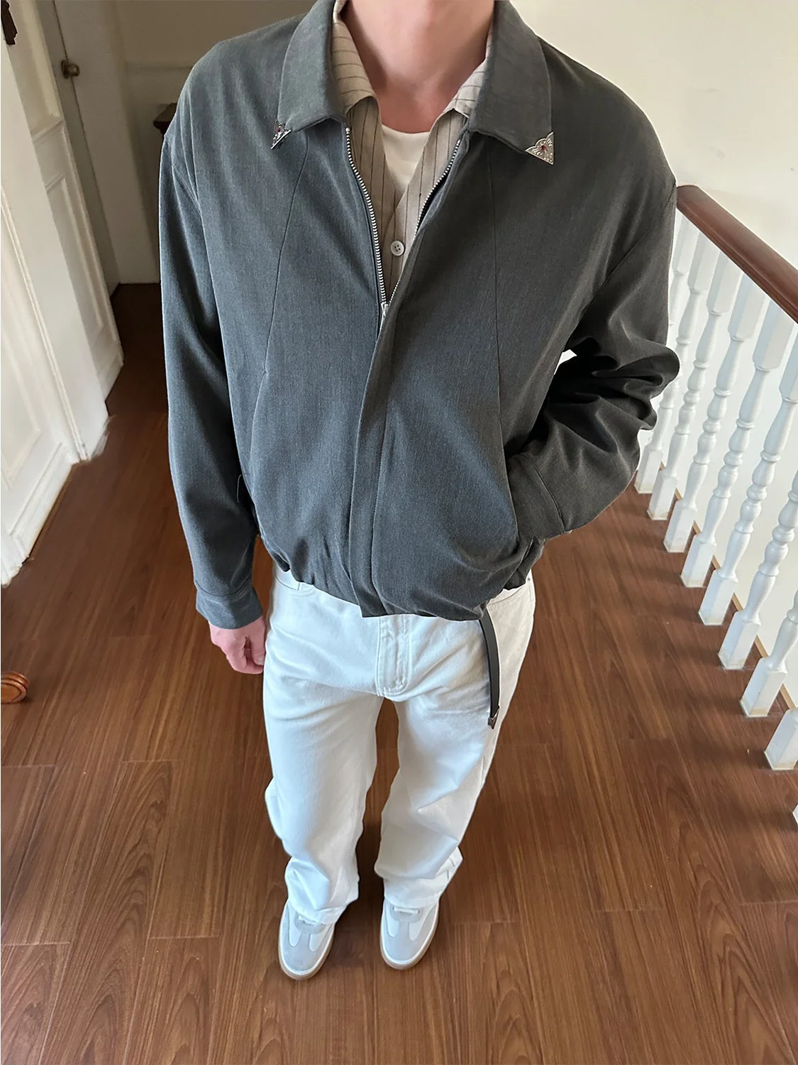 

Ретро-куртка на молнии, широкая, винтажная, в стиле преппи, осенне-зимняя верхняя одежда, роскошное матовое пальто EME