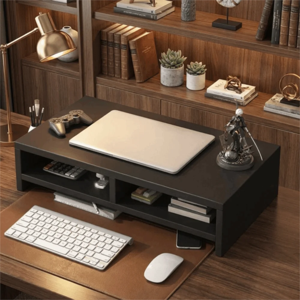 With Drawer Monitor Stand Riser Sturdy Structure Simple Design Desk Organizer Storage Rack Storage Functions Stable Support