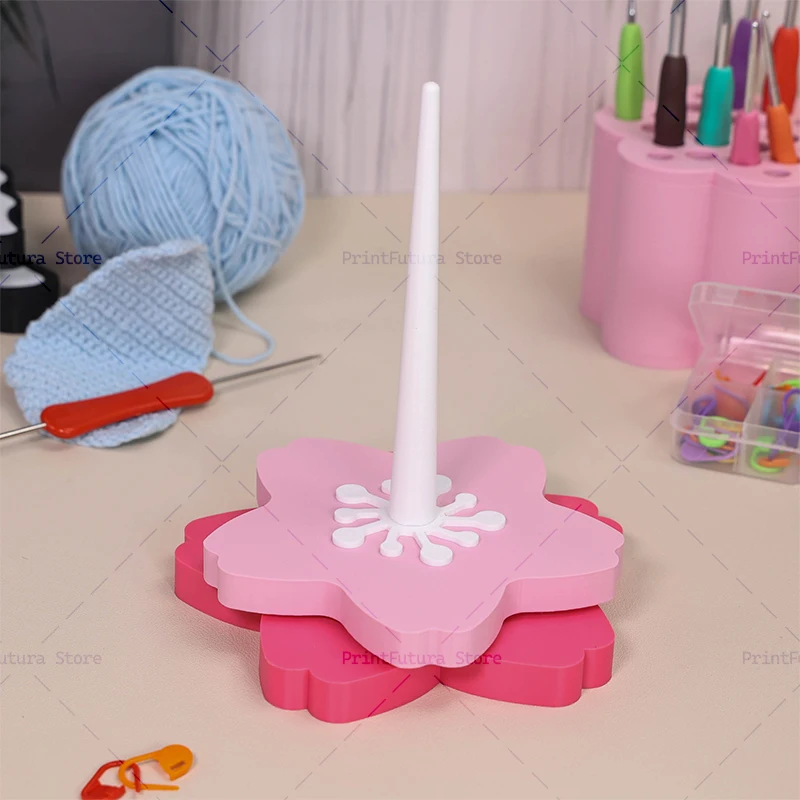 

Sakura Yarn Spinner with Bearing 3D Printed Yarn Spinners/Holders，Spins smoothly and quietly，Knitting Rotary Tools