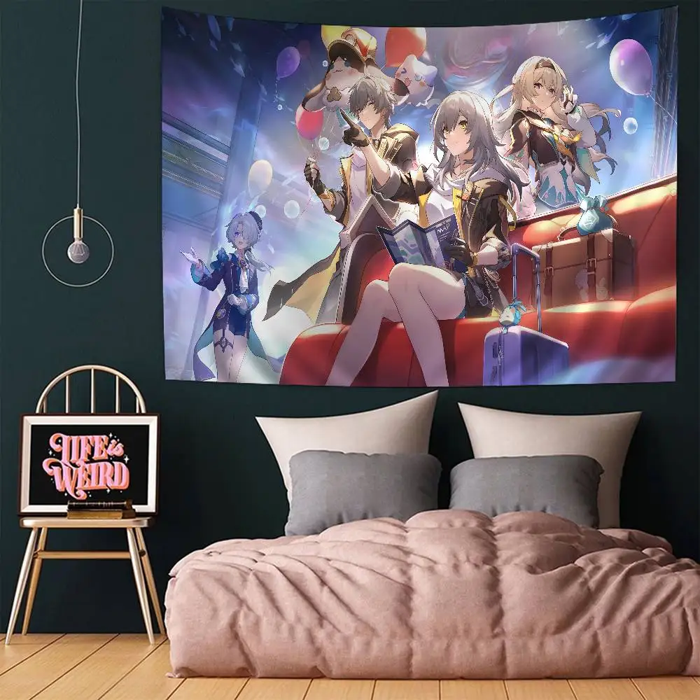 RPG Game Honkai Star Rail Printed Large Wall Tapestry Art Science Fiction Room Home Decor Decor Blanket