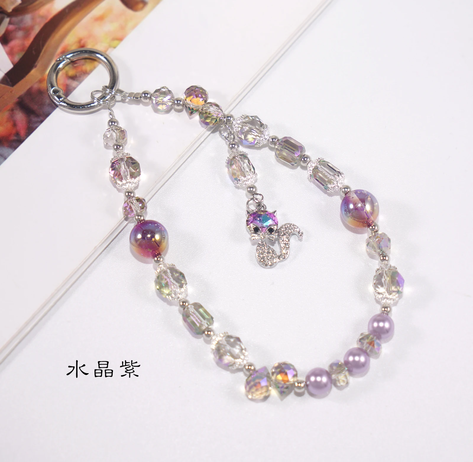 Crystal Fox Pendant Bracelet for iPhone Hanging Rope Keychain Car Pendant Bag Hanging Chain Accessories Charm Women