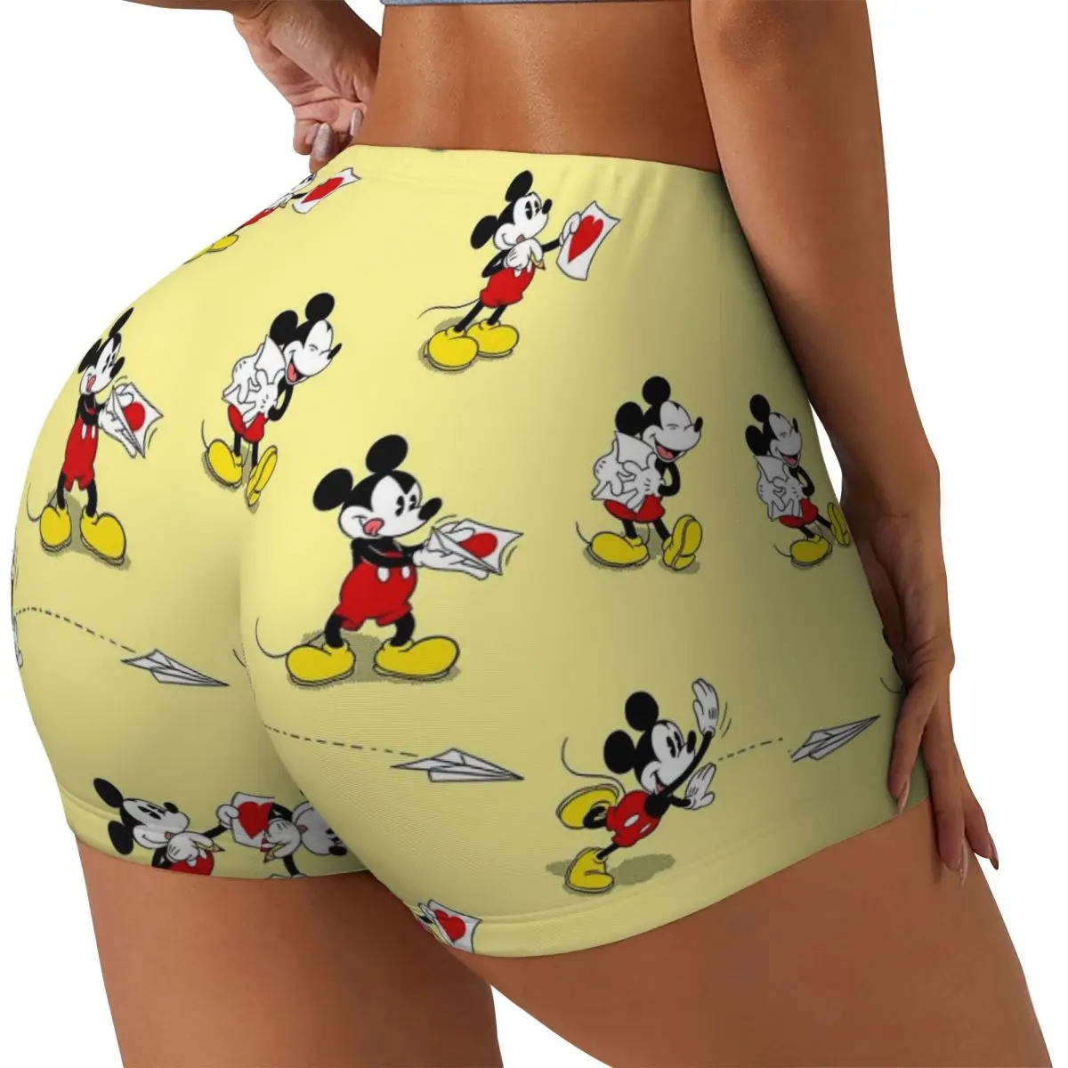 Pantalones cortos de entrenamiento de dibujos animados para mujer, Shorts personalizados de Minnie Mouse, Mickey Mouse, Anime, gimnasio, voleibol,