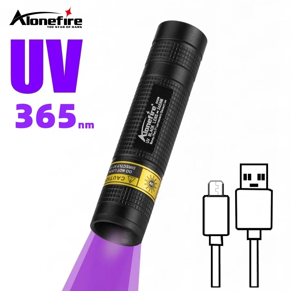 Mini 365nm Led Black Light UV Flashlight Usb Rechargeable Nail Lamp Pet Stain Leakage Marker Ore Money Scorpion Detection Lamp