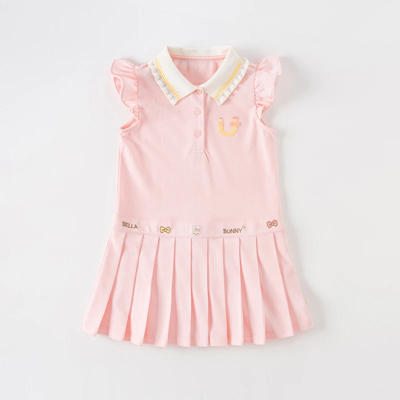 Dave Bella Soda Cotton Children's Clothes Summer New Girl's Dress Baby Pleated Skirt Children's POLO Skirt DB2235515