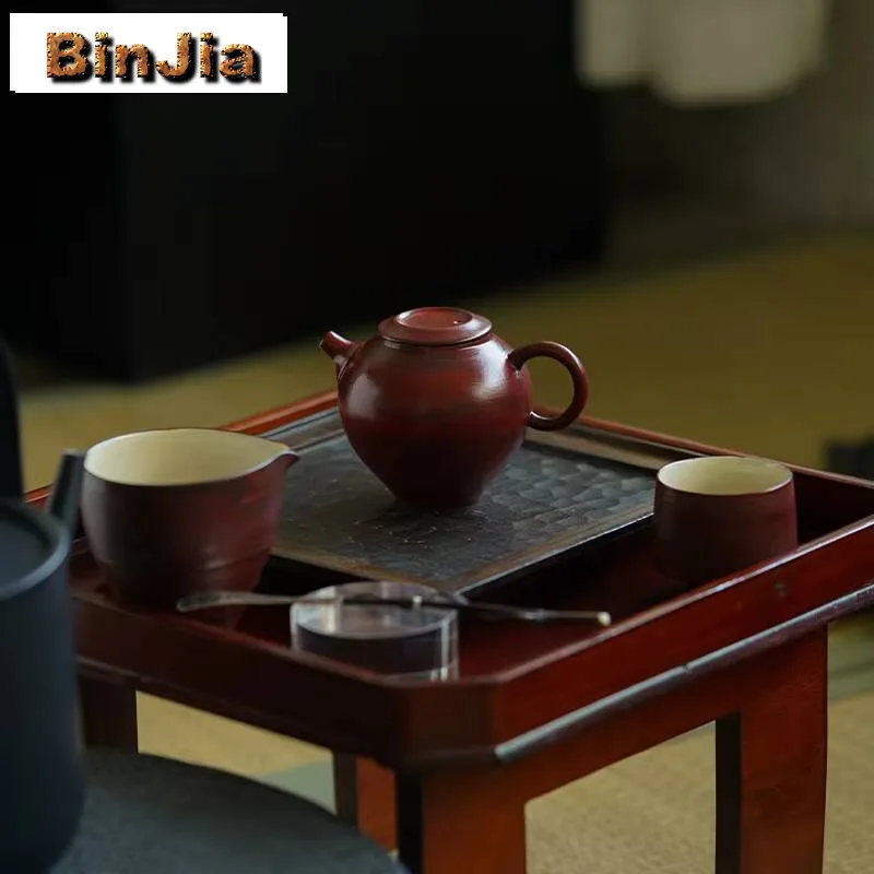 170Ml Hawthorn Red Stoneware Teapot Japanese Handmade Filter Pot Retro Tea Maker Kettle Set Supplies Decoration Collection