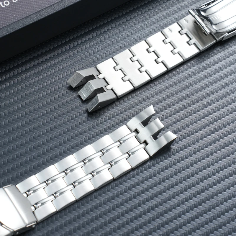 21mm Curved End Toothed Stainless Steel Watchband for Swatch Flyback YRS403 YRS402 YRS412 YRS426 YRS402G cowhide Watch Strap