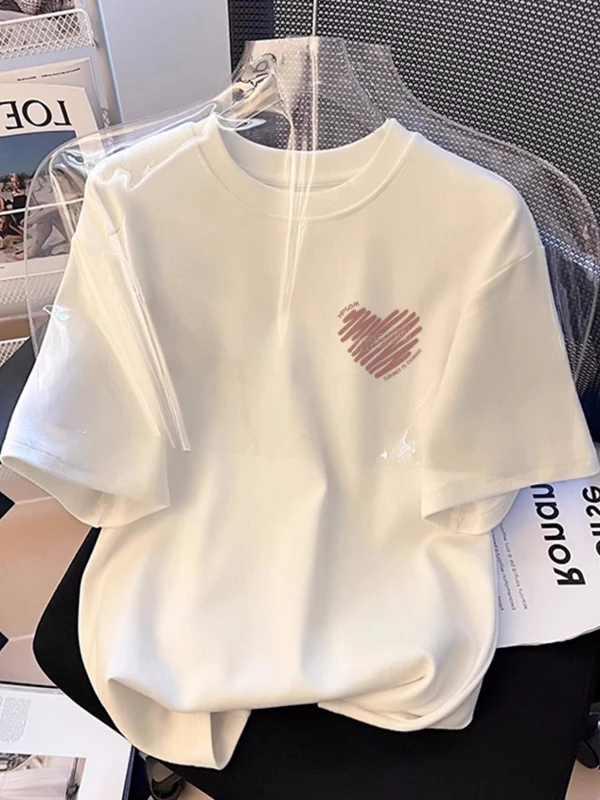 plus Size Women's Cotton T-Shirt Short Sleeve Loose Fit Casual Style Printed Summer New Arrival Slimming Top for Plump Ladies