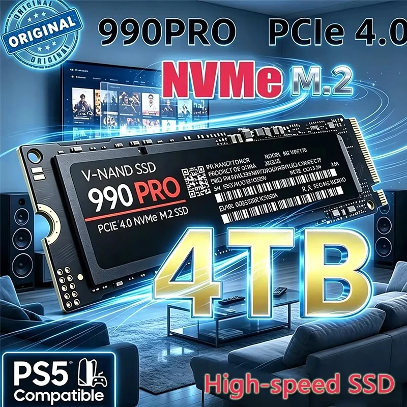 New M.2 990 PRO NVMe SSD PCIe Gen4 High Performance Internal Drive 2TB 4TB Storage Upgrade For PS5 Desktop Laptop
