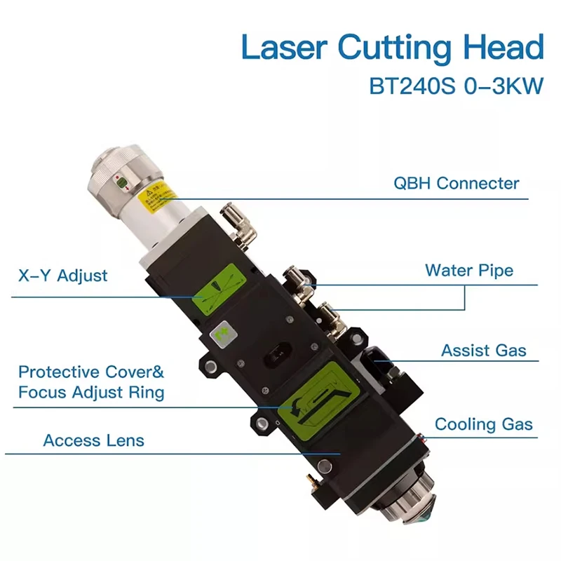 BT240S 0-3KW Laser Cutting Head Manual Focusing for QBH Metal Laser Cut Fiber Laser Cutting Machine F125MM F155MM F200MM