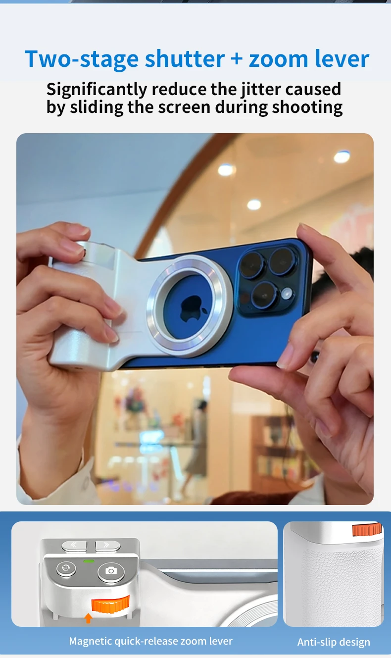 2026 Magnetic Camera Handle for Smartphones | Bluetooth Remote Shutter & Zoom Control Photography Stabilizer Selfie Phone Grip